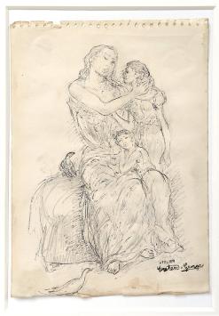 De Belgische kunstenaar George Creten  met een kleine tekening