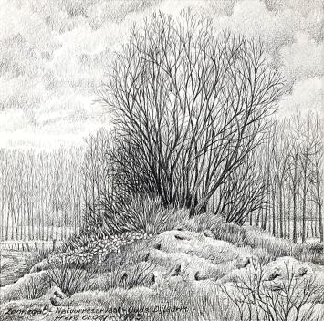 Frans Croes met een landschapstekening