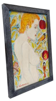 Dame met perziken en vogeltjes