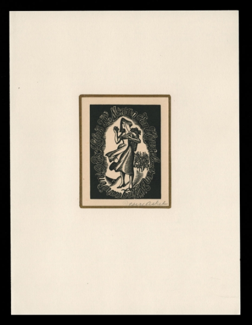 Een ex Libris Désiré Acket voor H.M. van den Heuvel-van Wijngaarden