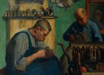 Schoenmakers geschilderd door H. Prat aankopen