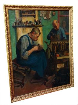 De Schoenmakers – olieverf op doek van Hippolyte Prat (1918)