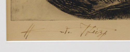 Originele ets van de expressionistische kunstenaar Anto Diez