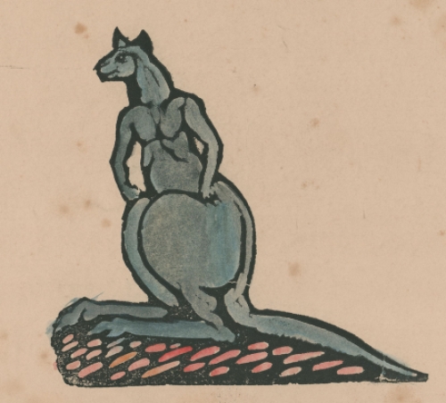 Daniel Greiner met een ingekleurde houtsnede