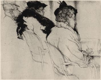 Belgische tekenaar en etser Jules De Bruycker met een ets