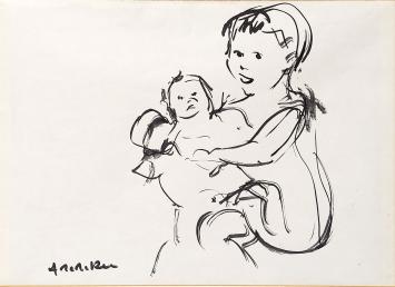 Kunstwerkje op papier van Albert De Deken
