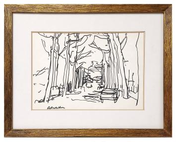 Gesigneerde tekening van de Belgische kunstenaar Albert De Deken