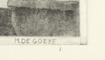 Michel De Goeye met een ets vd kerk te Lissewege