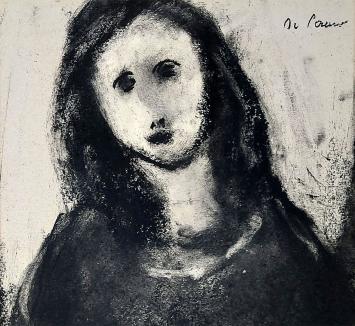 G. De Pauw met tekening meisje in houtskool