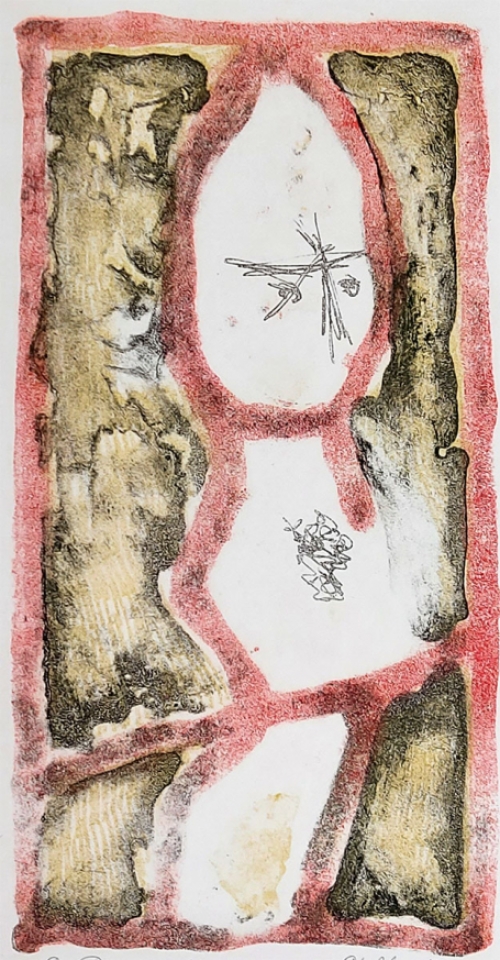 Gustaaf Prils  met een grafisch werkje