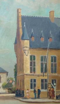 Zicht op kerk van Bornem in 1953