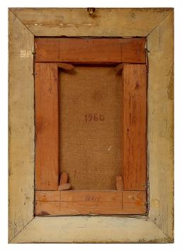 Stilleven, kruik met dame, bloemen en fruit 1960