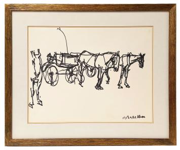 Gesigneerde tekening van de Belgische kunstenaar Albert De Deken