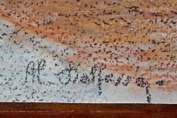 Belgische kunstenaar Delfosse met een volks kunstwerk