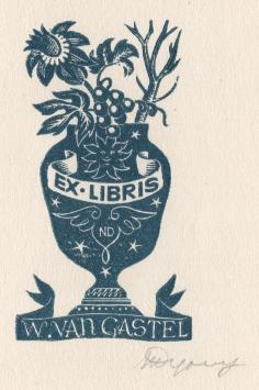Een ex libris voor W. Van Gastel gesneden
