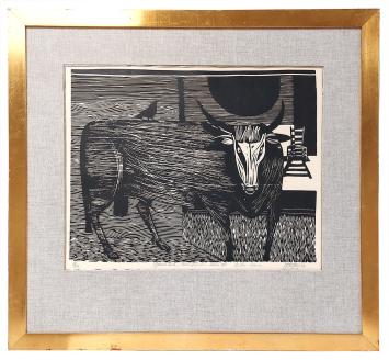 Gesigneerde houtsnede van Maurits Degraeve kopen