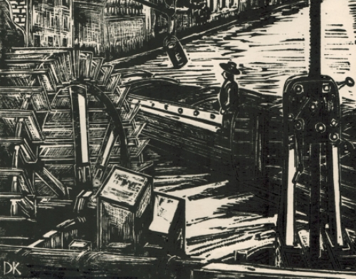 Constant Dekegel met een werk uit Mechelen van 1975