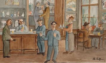 Belgische schilder Delfosse met een aquarel