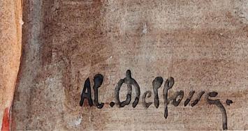Belgische kunstenaar Delfosse met een gesigneerde aquarel