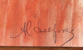 Belgische kunstenaar Delfosse met een gesigneerde aquarel