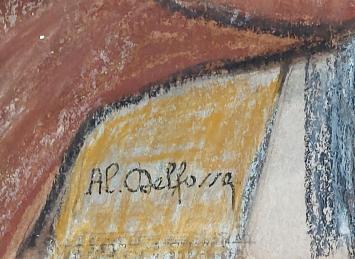 Belgische kunstenaar Delfosse met een aquarel