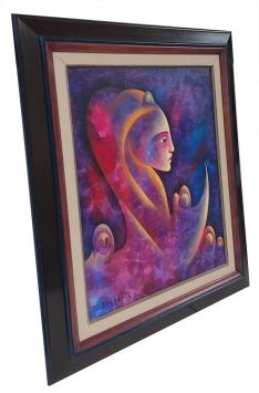 De droomdame in blauw en fuchsia