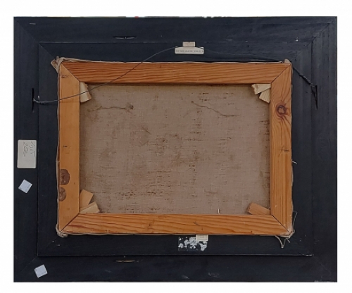 Jules De Meulemeester met een olieverfschilderij