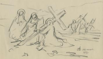 Houtskooltekening van de kunstenaar Armand Jamar