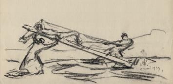 Houtskooltekening van de kunstenaar Armand Jamar