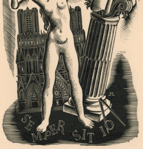 Belgische kunstenaar Désiré Acket met een grafisch werk