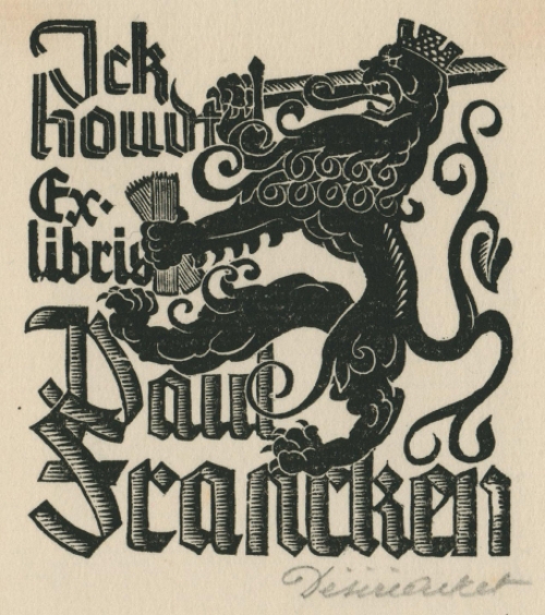 Belgische kunstenaar Désiré Acket met een ex libris