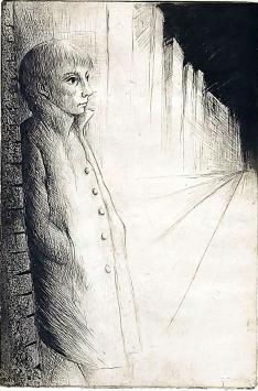 Devolder met een kunstwerkje op papier