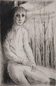 Devolder met een kunstwerkje op papier