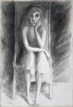 Devolder met een kunstwerkje op papier