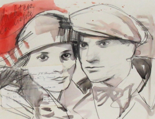 Potloodtekening Belgische kunstschilder en tekenaar Jan Vanriet