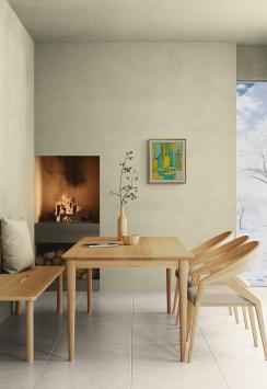 Abstract schilderij, geel-groen-blauwe vlakken