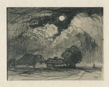 Belgische etser Dirk Baksteen met een tekening