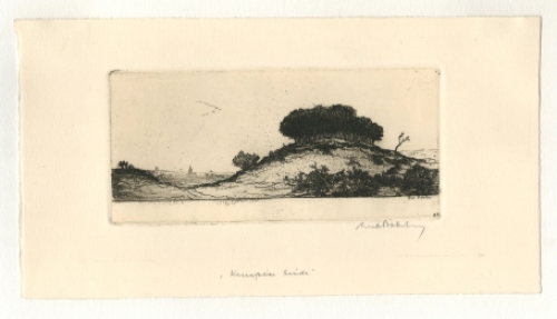 Dirk Baksteen met een kleine ets op papier