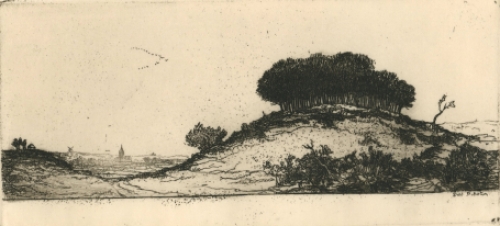 Belgische kunstenaar Dirk Baksteen met een ets