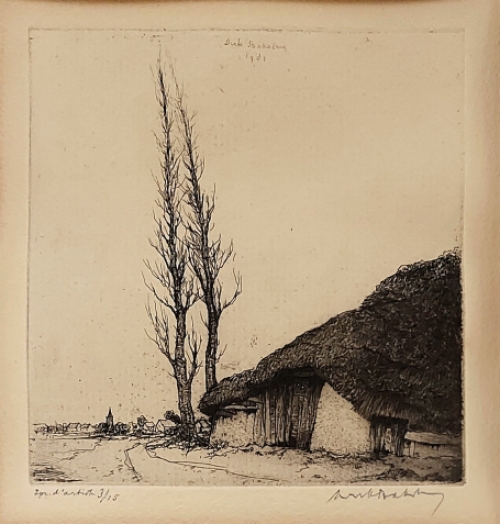Gesigneerde ets van de etser Dirk Baksteen kopen