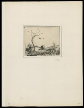 Tekening van Dirk Baksteen, landschapje