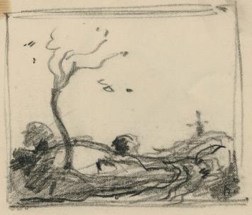 Belgische graficus Dirk Baksteen met een kleine tekening