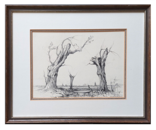 Dirk Baksteen met een kleine tekening