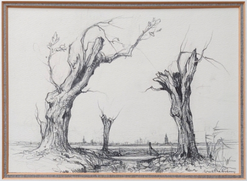 Tekening van de Belgische kunstenaar Dirk Baksteen