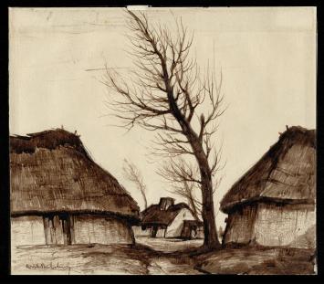 Inkttekening van de Belgische kunstenaar Dirk Baksteen kopen