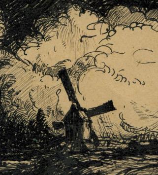 De windmolen, twee Oost-Indische Inkttekeningen