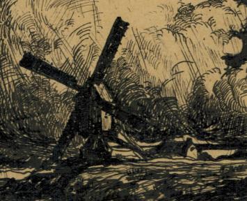 De windmolen, twee Oost-Indische Inkttekeningen