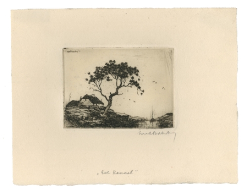 Dirk Baksteen met een kleine ets op papier