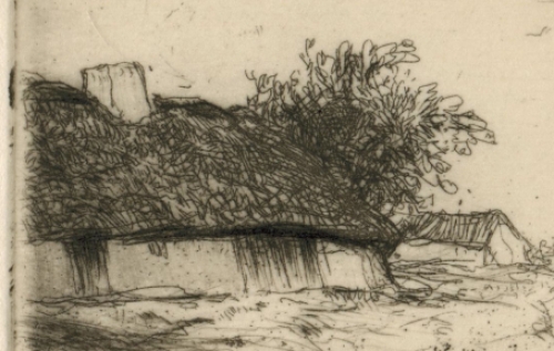 Belgische kunstenaar Dirk Baksteen met een ets