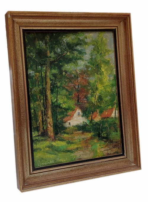 De Latemse kunstenaar Vic Dooms met een schilderij